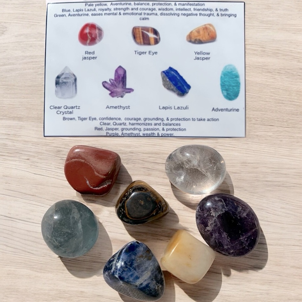 Chakra 7 Smooth Large Natural Crystal Stones & Information Card For Meditation